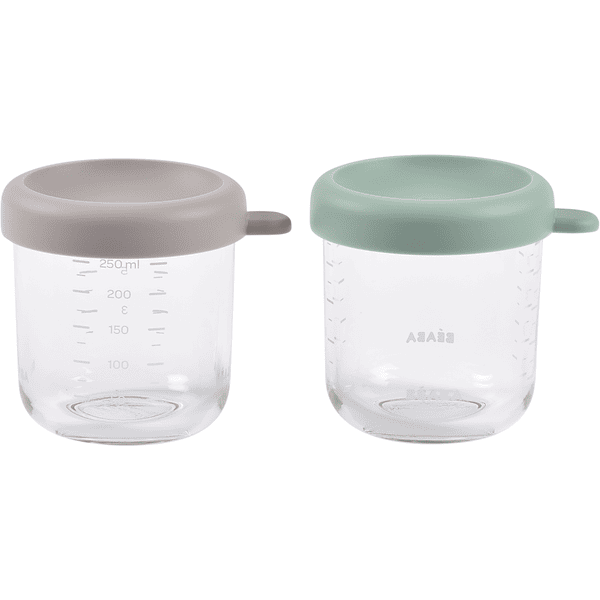 BEABA® Portionsbehållare set om 2 av glas, salvia grön / gasell