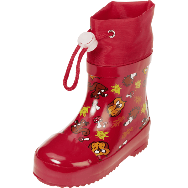 Playshoes Bottes enfant animaux de forêt caoutchouc rouge