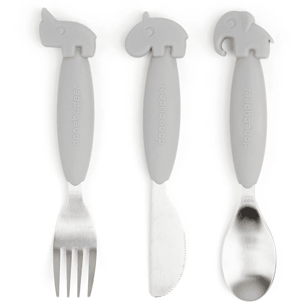 Done by Deer ™ Easy grip Cutlery Deer friends Grey