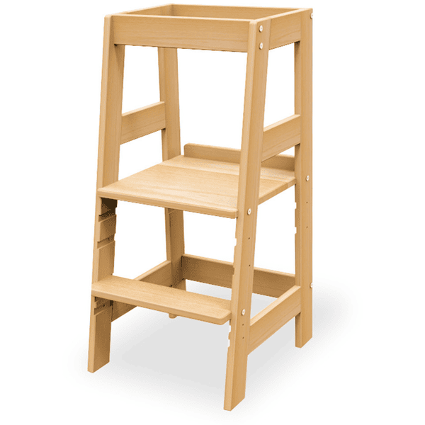 Torre di apprendimento montessoriana per bambini in legno bianco 54 x 44 x  90 cm