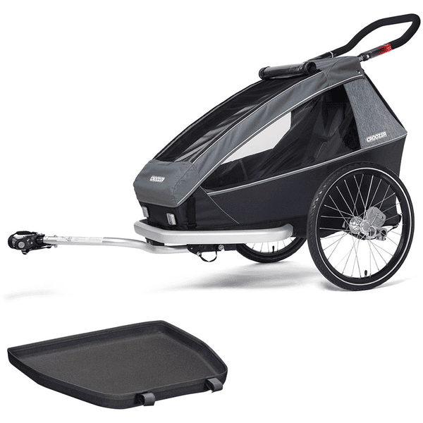 CROOZER Kinderfahrradanhänger Kid Vaaya 1 Graphite blue inklusive Fußraumschutzwanne