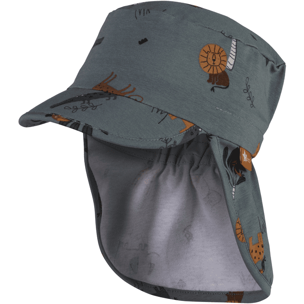 Sterntaler Casquette avec protection de cou animaux vert mat 