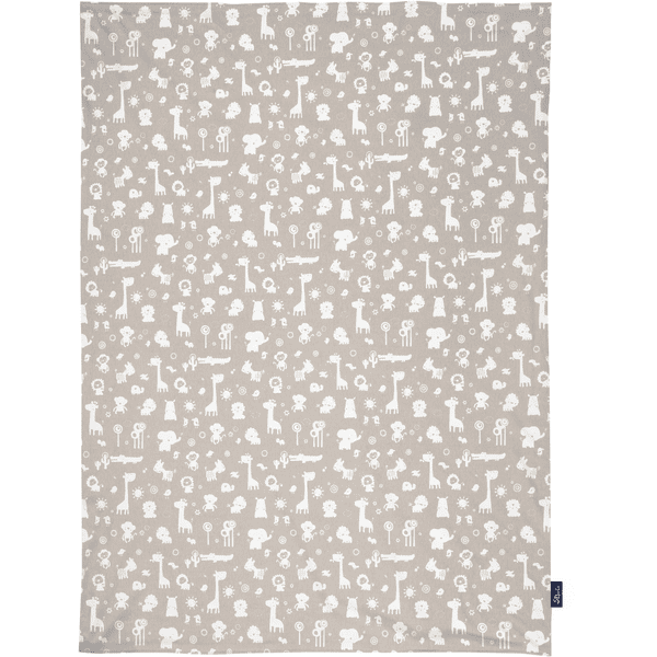 Alvi® Babydecke Jersey Zootiere taupe 75 x 100 cm