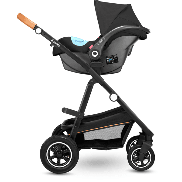 LIONELO Amber - Poussette bébé 3en1 - Jusqu'à 22Kg - Inclu nacelle, cosy,  siège auto, sac et accessoires - iSize - Gris