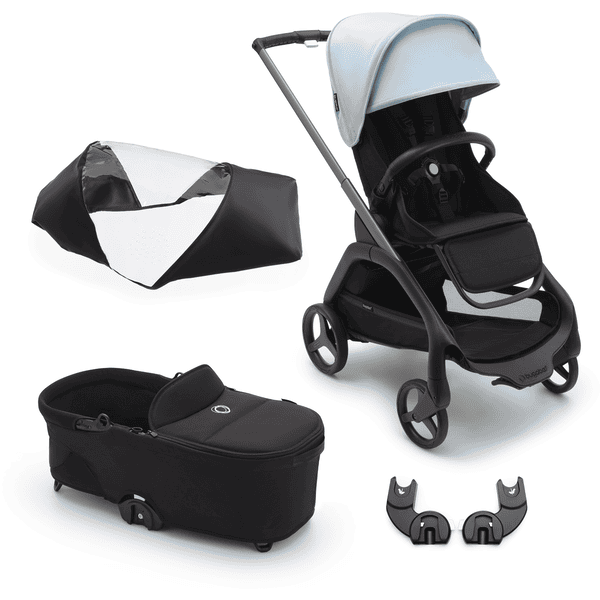 bugaboo Midnight Black Dragonfly Täydellinen lastenvaunusetti Graphite Skyline Blue sisältäen lisävarusteet