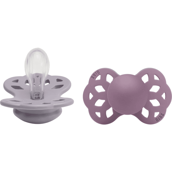 BIBS® Soother Infinity symmetrisk napp 0-6 månader Fossil Grey &amp; Mauve 2 st.