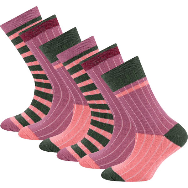 Ewers Socken 6er-Pack Rippe/Ringel pink