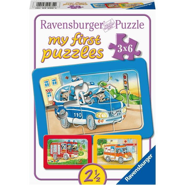 Ravensburger My first Puzzle - Rahmenpuzzle Tiere im Einsatz, 3x6 Teile         