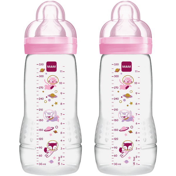  MAM Babyflaske Easy Active ™ 330 ml, romrosa i dobbel pakke