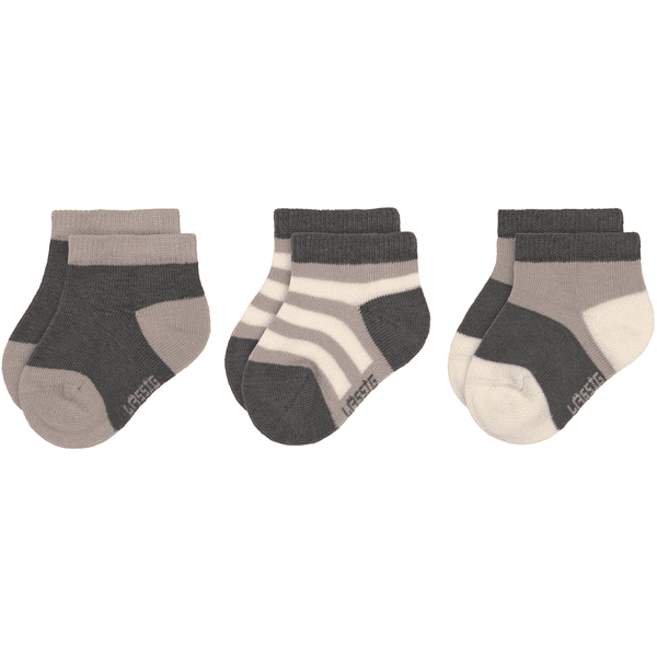 LÄSSIG Chaussettes Sneacker pour enfants, paquet de 3, anthracite taupe