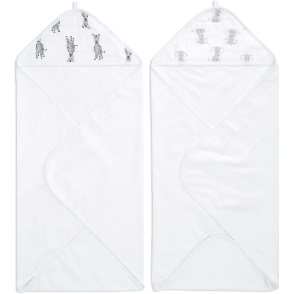 aden + anais™ essential s ręcznik kąpielowy z kapturem 2-pack safari babes