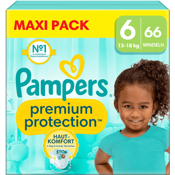 Pampers Couches Premium Protection taille 6 extra large 13 kg+ maxi pack 1x66 pièces