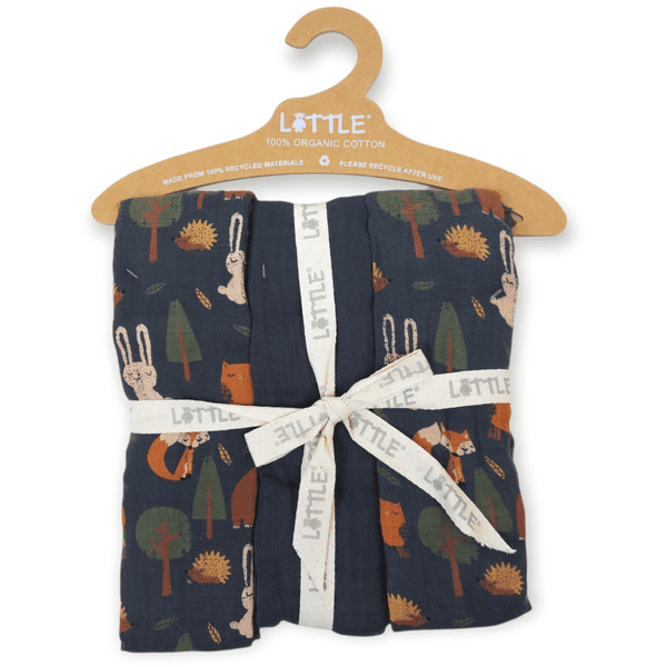 LITTLE Mullwindeln 3er Pack Organic Forest blaugrau