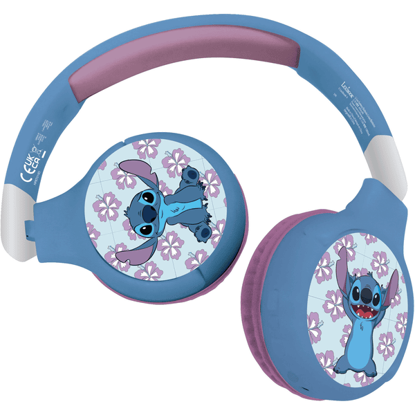 LEXIBOOK Disney Stitch 2-i-1 Bluetooth® og kabelforbindelse, foldbare hovedtelefoner med sikker lydstyrke