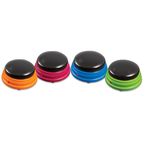 Tiandirenhe Buzzer avec fonction d'enregistrement, Answer Buzzers, appareil  d'enregistrement pour enfants, 4 boutons colorés orange, bleu, vert, rose