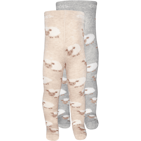 Ewers Collants bébé pack de 2 moutons gris/beige