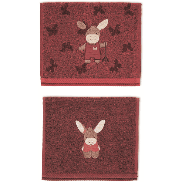 Sterntaler Kinderhanddoek dubbel pak Emmily donkerrood 50 x 30 cm