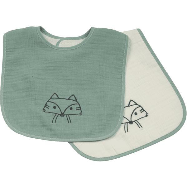 Be Be 's Collection Musselin Klettlätzchen 2er Pack Fuchs grün