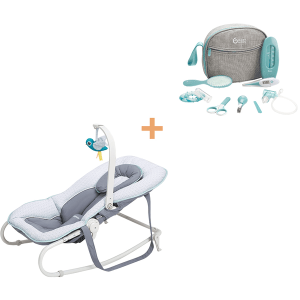 babymoov Graphic Sdraietta per bambini blu con set di cura gratuito Smokey aqua