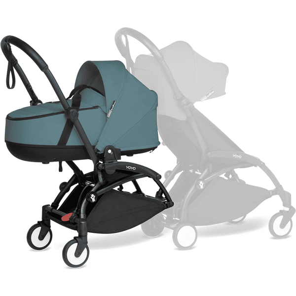 BABYZEN Kinderwagen YOYO 0+ connect Black mit Liegewanne Aqua