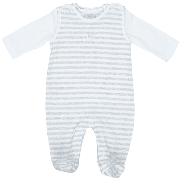 FEETJE Ensemble grenouillère bébé, rayures, gris