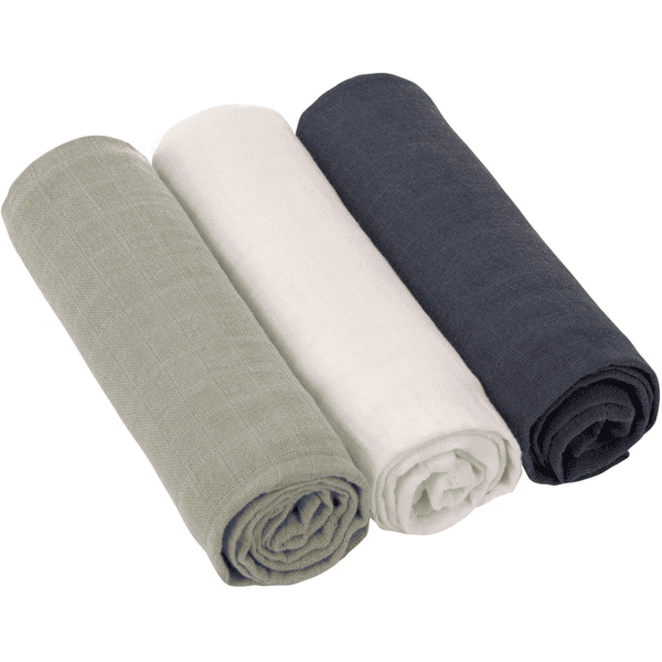 LÄSSIG Mulltücher L 3er Pack olive milky navy