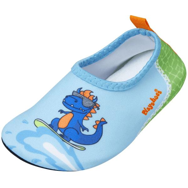 Playshoes  Blote-voeten schoen Dino blauw-groen