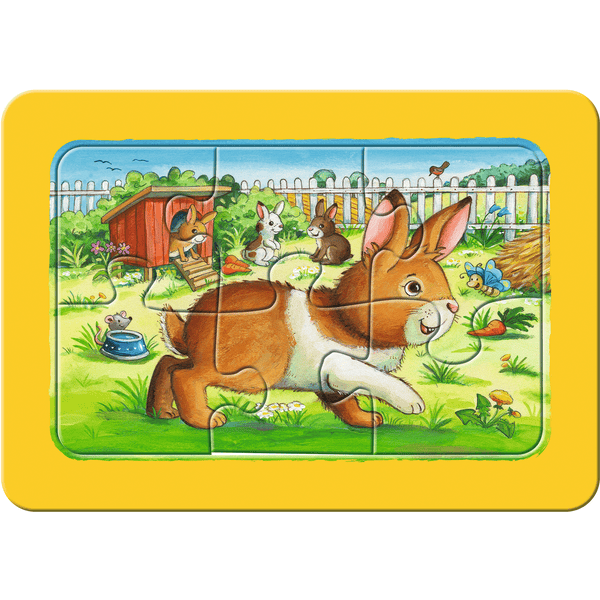 Ravensburger Il mio first Puzzle - Puzzle con cornice di animali in azione,  3x6 pezzi 