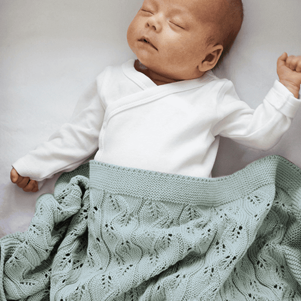 VINTER&BLOOM Plaid bébé mailles Öko Moment Sage Green 100x80 cm