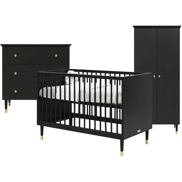 Bopita Babyzimmer Cloë 3-teilig 60 x 120 cm mattschwarz