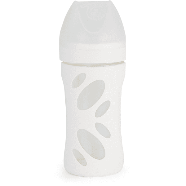 Twist shake  Szklana butelka antykolkowa od 2+ miesięcy 260 ml, biała