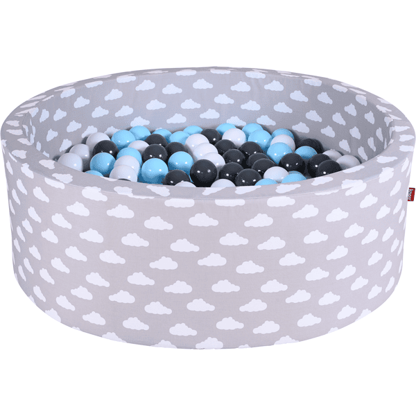 knorr® toys Basen z piłkami - "Grey white clouds" - 300 piłek creme/grey/lightblue