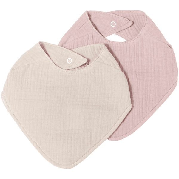 Nordic Coast Company Bavoir bébé mousseline de coton vieux rose/beige lot de 2