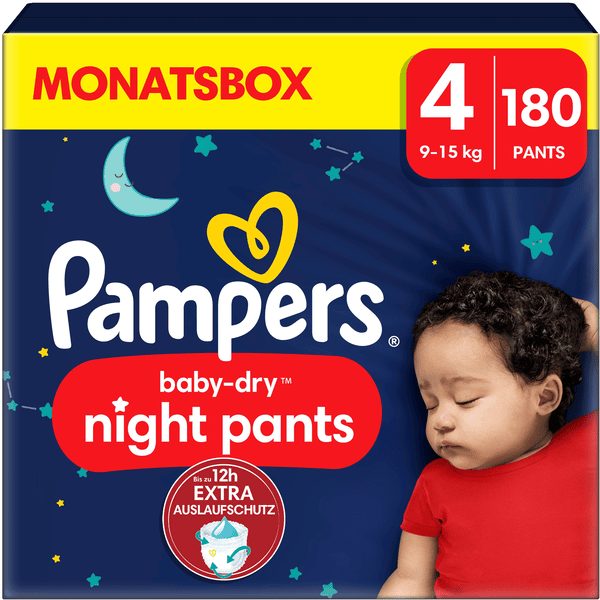Pampers Couches culottes Baby-Dry Pants Night taille 4 Maxi 9-15 kg pack mensuel 1x180 pièces