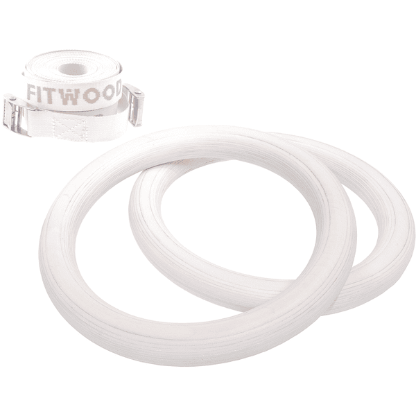 Fitwood Gymnastické kruhy ULPU, bříza bílá voskovaná - bílé pásky