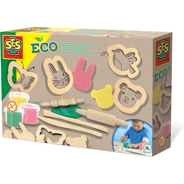 SES Creative® Eco Knete mit Holzwerkzeugen