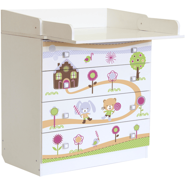 Polini Kinderen Babyverkleedtoestel Simple 1580 wit met peperkoekhuisje