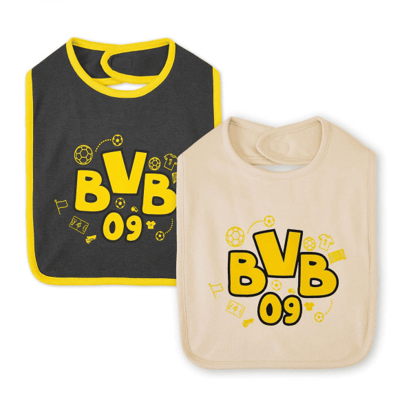 BVB Lätzchen 2er-Set off-white/dunkelgrau 