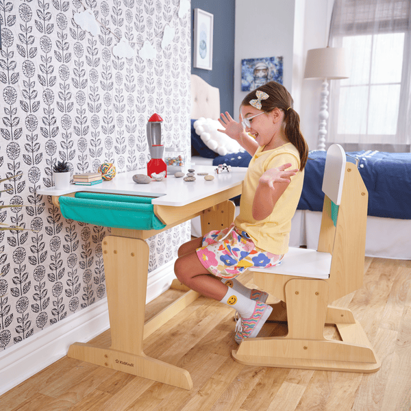 KidKraft® Bureau enfant ajustable et chaise Grow Together™ Pocket bois, coloris  naturels 20307