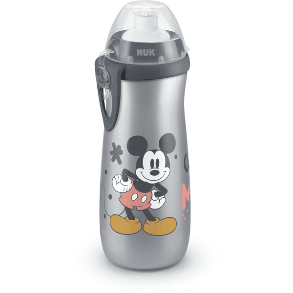 NUK Sports Cup "Minnie" med soft-push-pull-tut av silikon med clips, 450 ml i grått