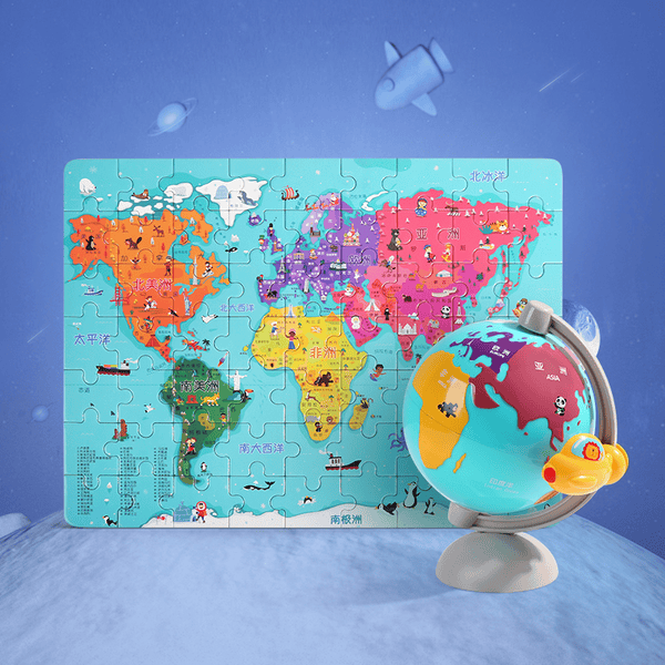TopBright Toys® Puzzle carte mondiale, globe de rangement