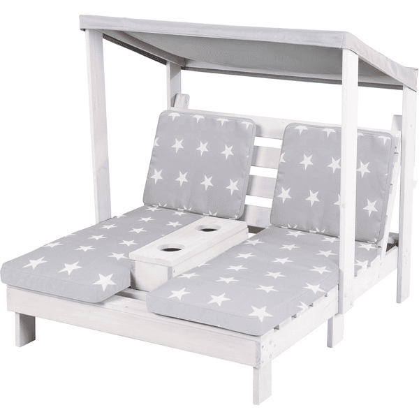 roba Chaise longue enfant d'extérieur double coussin Little Stars bois gris