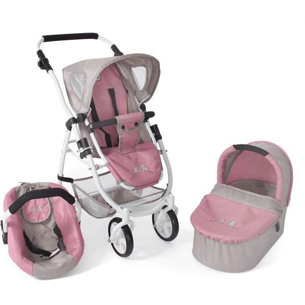 Poussette pour poupées 3 en 1 emotion jean rose multicolore Bayer Chic 2000