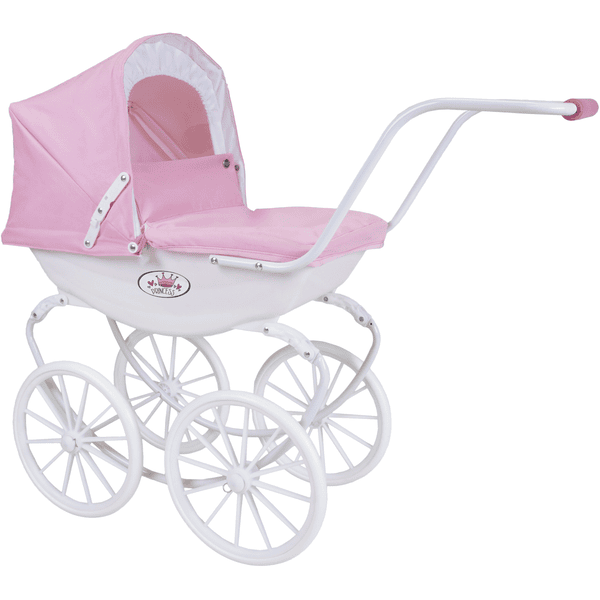 knorr® toys docka barnvagn Klass ic barnvagn rosa / vit