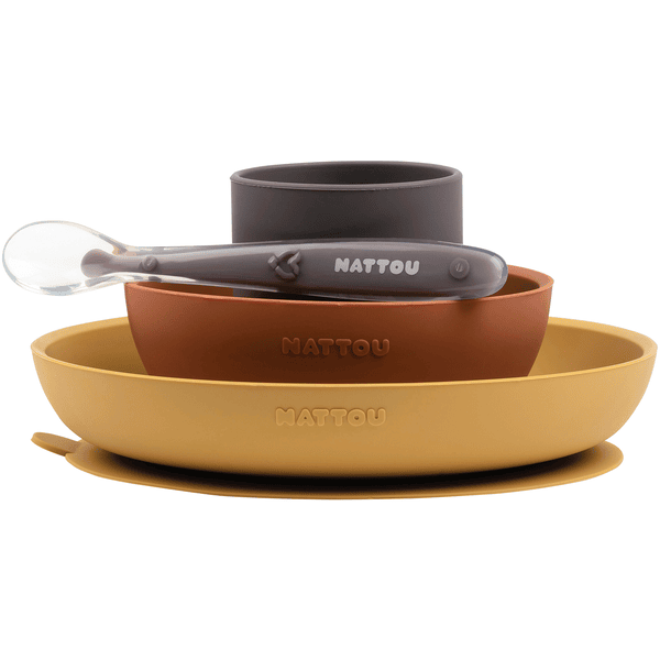 Nattou Esslern Set 4 teilig Curry/Terrakotta