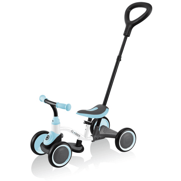 GLOBBER Vélo d'apprentissage 3en1 porteur draisienne enfant, blanc/bleu pastel