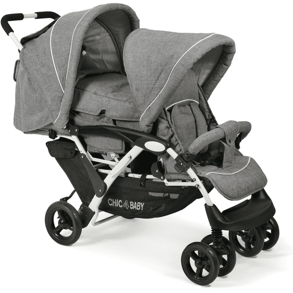 CHIC 4 BABY Geschwisterwagen DUO Melange grau-weiß