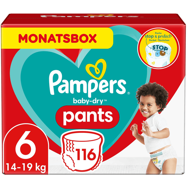 Pampers Baby Dry Pants, Gr. 6, 14-19 kg, månedspakke (1 x 116 bleer)