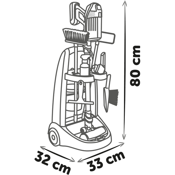 Smoby Carrello di pulizia Rowenta con maniglia per aspirapolvere 