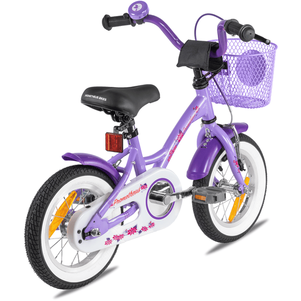 PROMETHEUS BICYCLES® Kinderfahrrad 12 ab 3 Jahre mit Stützräder in Violett  & Weiß 